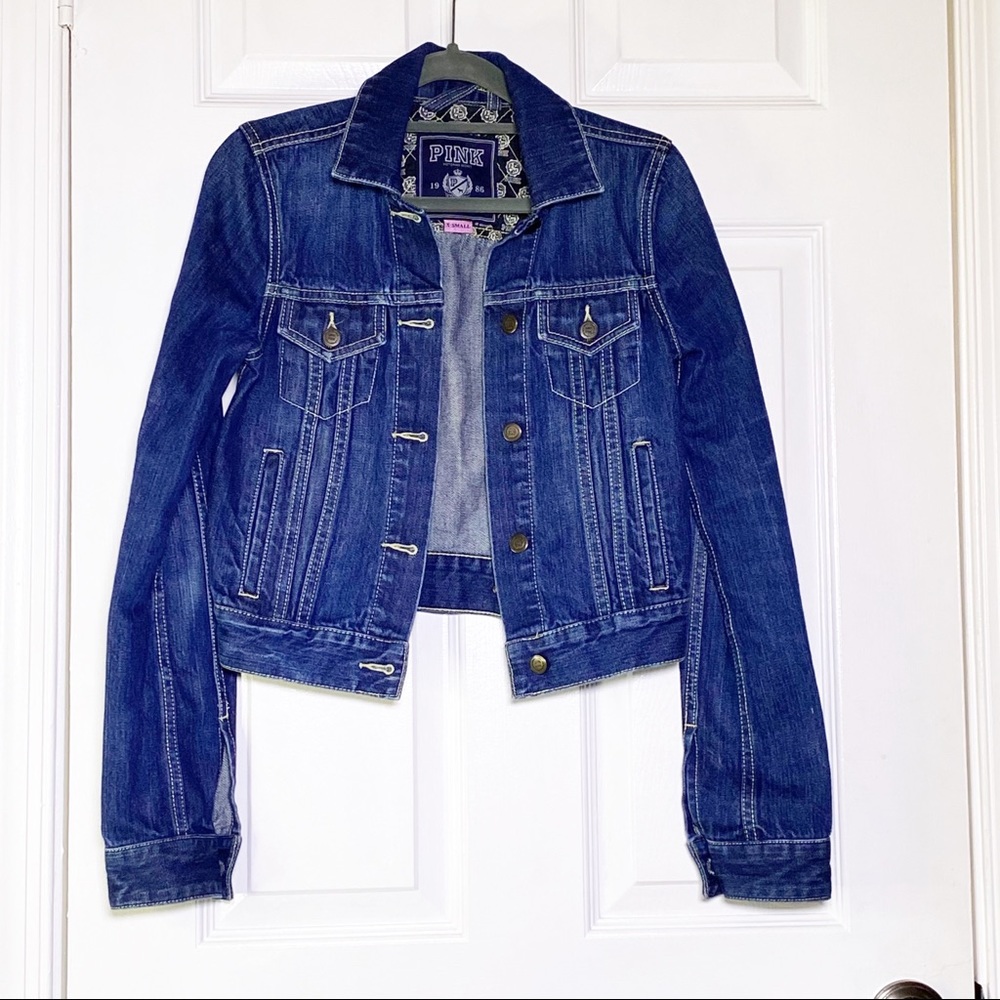 Pink Victoria’s Secret Denim Blue Jean Jacket